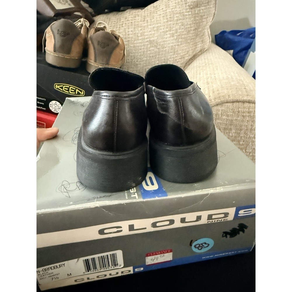 Nine West Y2K Black Chunky Heel Preppy Grunge Retro Loafer Shoes 7.5 M - Picture 4 of 6